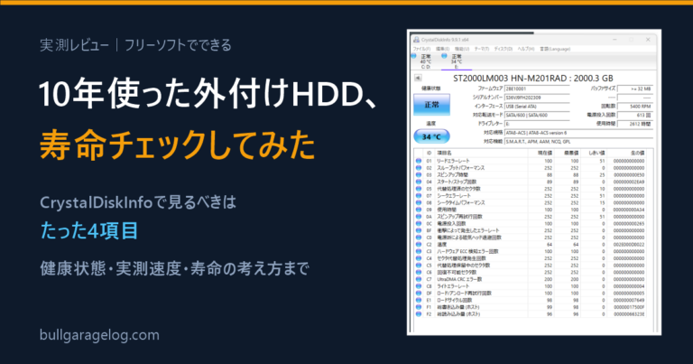 10年使った外付けHDDの寿命をCrystalDiskInfoで健康診断してみた｜初心者が見るべきは4項目だけ