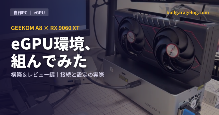 【GEEKOM A8】RX 9060 XT × Aoostar AG02でeGPU環境を構築する【構築&レビュー編】