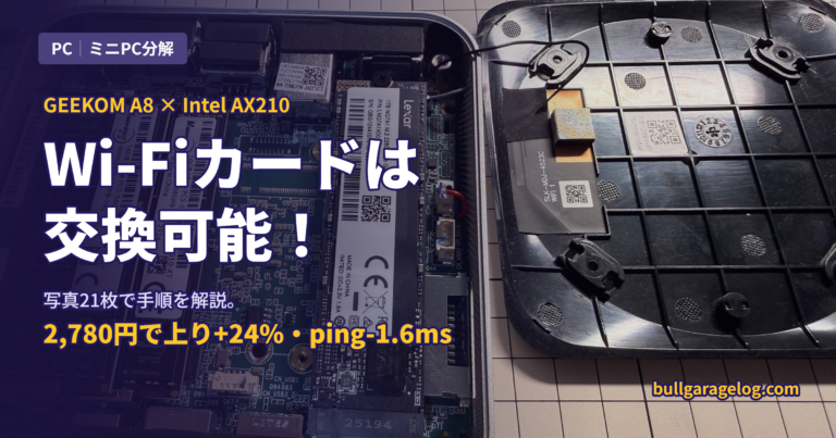 ミニPCのWi-FiカードをIntel AX210に交換した全手順｜GEEKOM A8を分解して実測比較